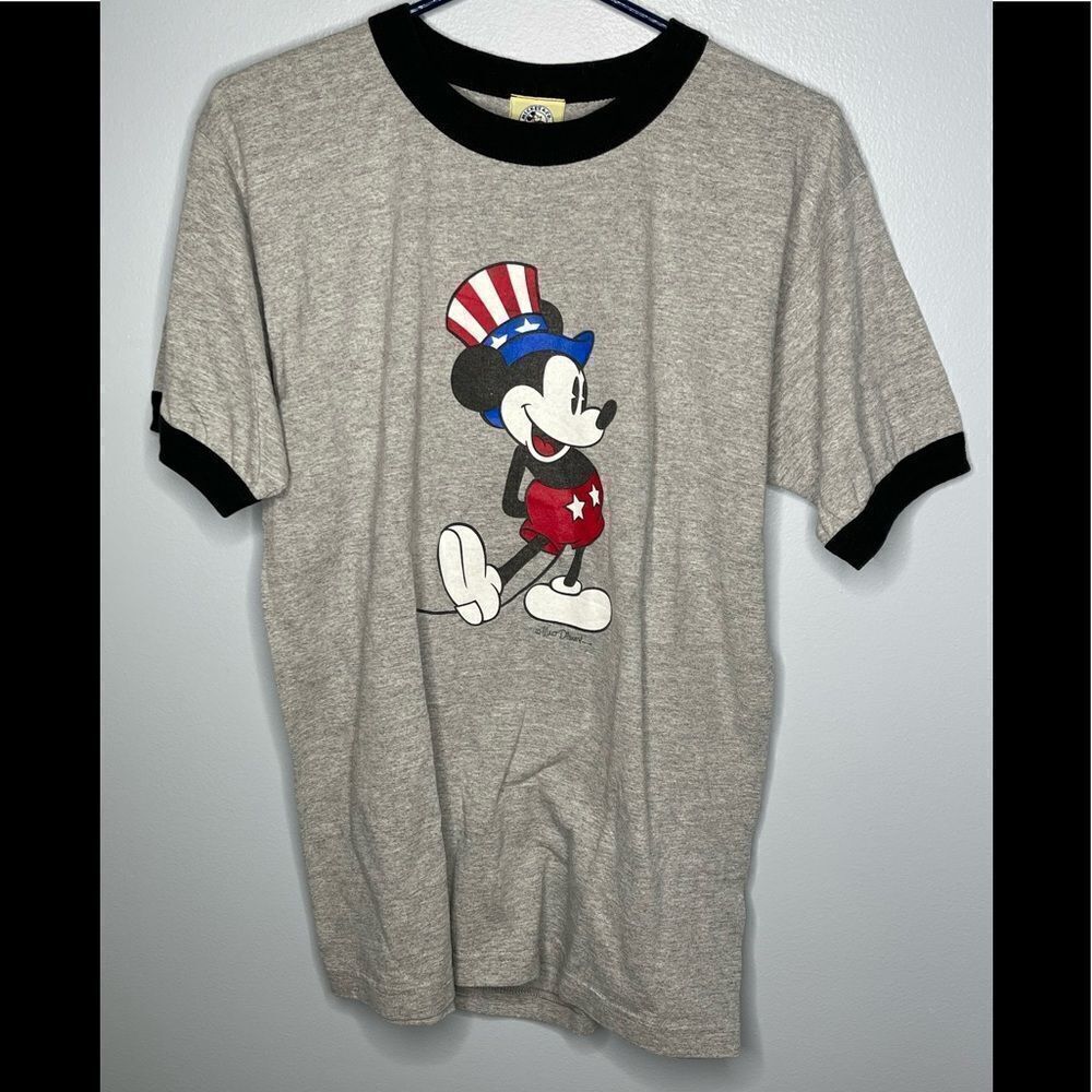 Vintage Mickey & Co Ringer Shirt 90s 4th July Uncle Sam Patriotic Mickey Medium